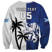 Fiji And Scotland Rugby Custom Sweatshirt Fijian Palm Tree With Thistle Together LT05 - Polynesian Pride