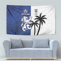 Fiji And Scotland Rugby Tapestry Fijian Palm Tree With Thistle Together