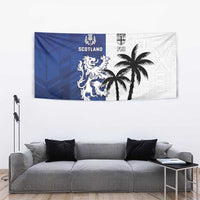 Fiji And Scotland Rugby Tapestry Fijian Palm Tree With Thistle Together