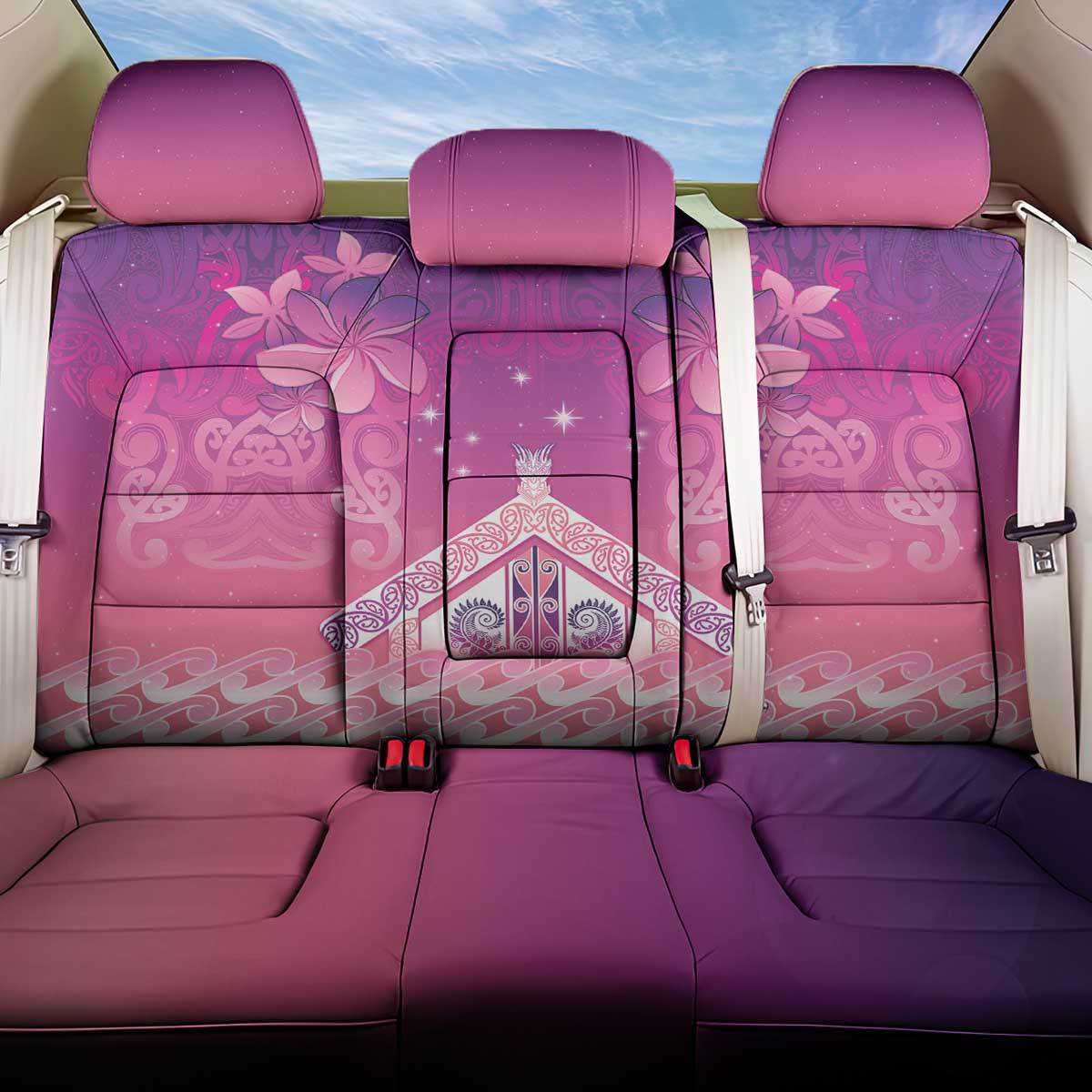 New Zealand Matariki Back Car Seat Cover Maori Marae Purple Galaxy