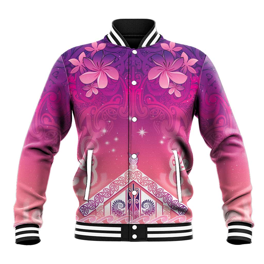 New Zealand Matariki Baseball Jacket Maori Marae Purple Galaxy