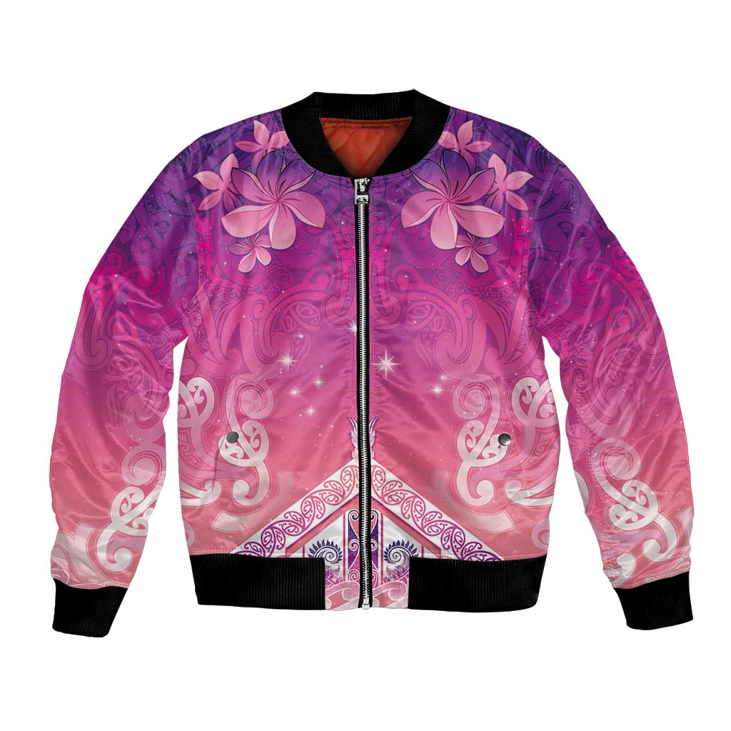 New Zealand Matariki Bomber Jacket Maori Marae Purple Galaxy