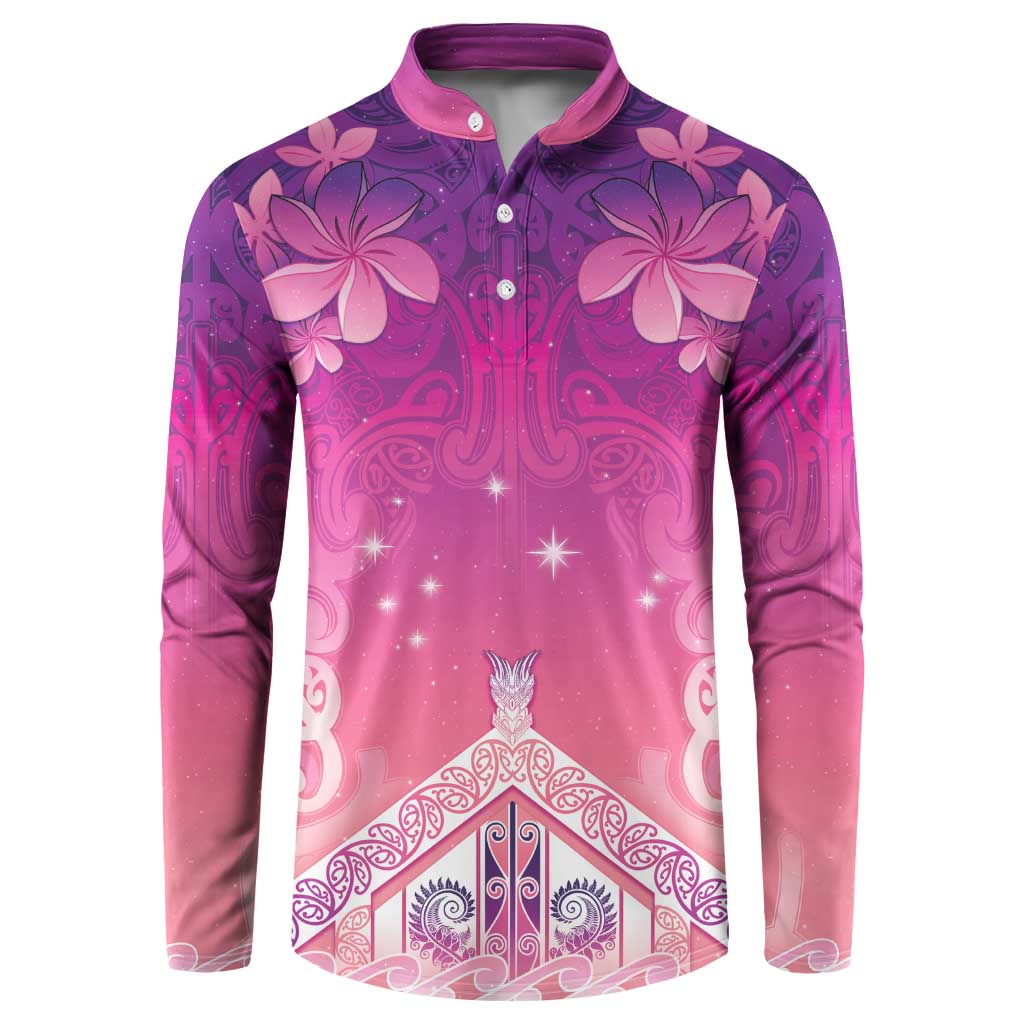 New Zealand Matariki Button Sweatshirt Maori Marae Purple Galaxy LT05 Purple - Polynesian Pride