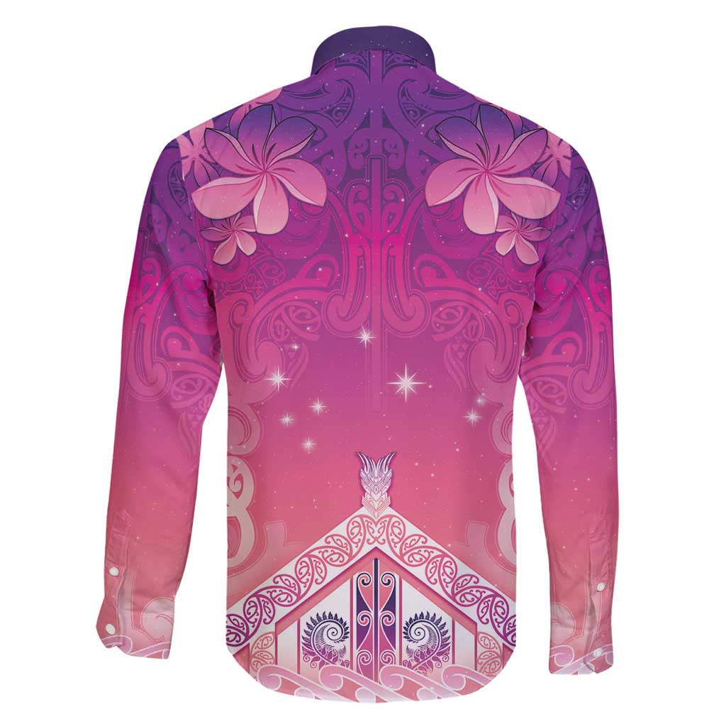 New Zealand Matariki Family Matching Long Sleeve Bodycon Dress and Hawaiian Shirt Maori Marae Purple Galaxy