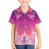 New Zealand Matariki Family Matching Off The Shoulder Long Sleeve Dress and Hawaiian Shirt Maori Marae Purple Galaxy