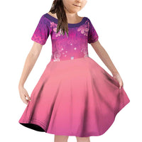 New Zealand Matariki Family Matching Off Shoulder Short Dress and Hawaiian Shirt Maori Marae Purple Galaxy