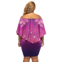 New Zealand Matariki Family Matching Off Shoulder Short Dress and Hawaiian Shirt Maori Marae Purple Galaxy