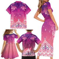 New Zealand Matariki Family Matching Short Sleeve Bodycon Dress and Hawaiian Shirt Maori Marae Purple Galaxy