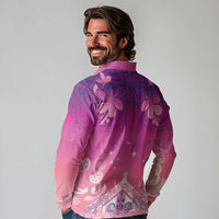 New Zealand Matariki Long Sleeve Polo Shirt Maori Marae Purple Galaxy