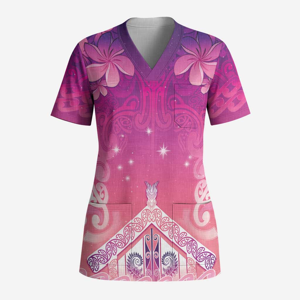 New Zealand Matariki Scrub Top Maori Marae Purple Galaxy - Polynesian Pride