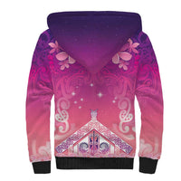 New Zealand Matariki Sherpa Hoodie Maori Marae Purple Galaxy