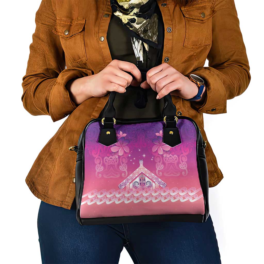 New Zealand Matariki Shoulder Handbag Maori Marae Purple Galaxy