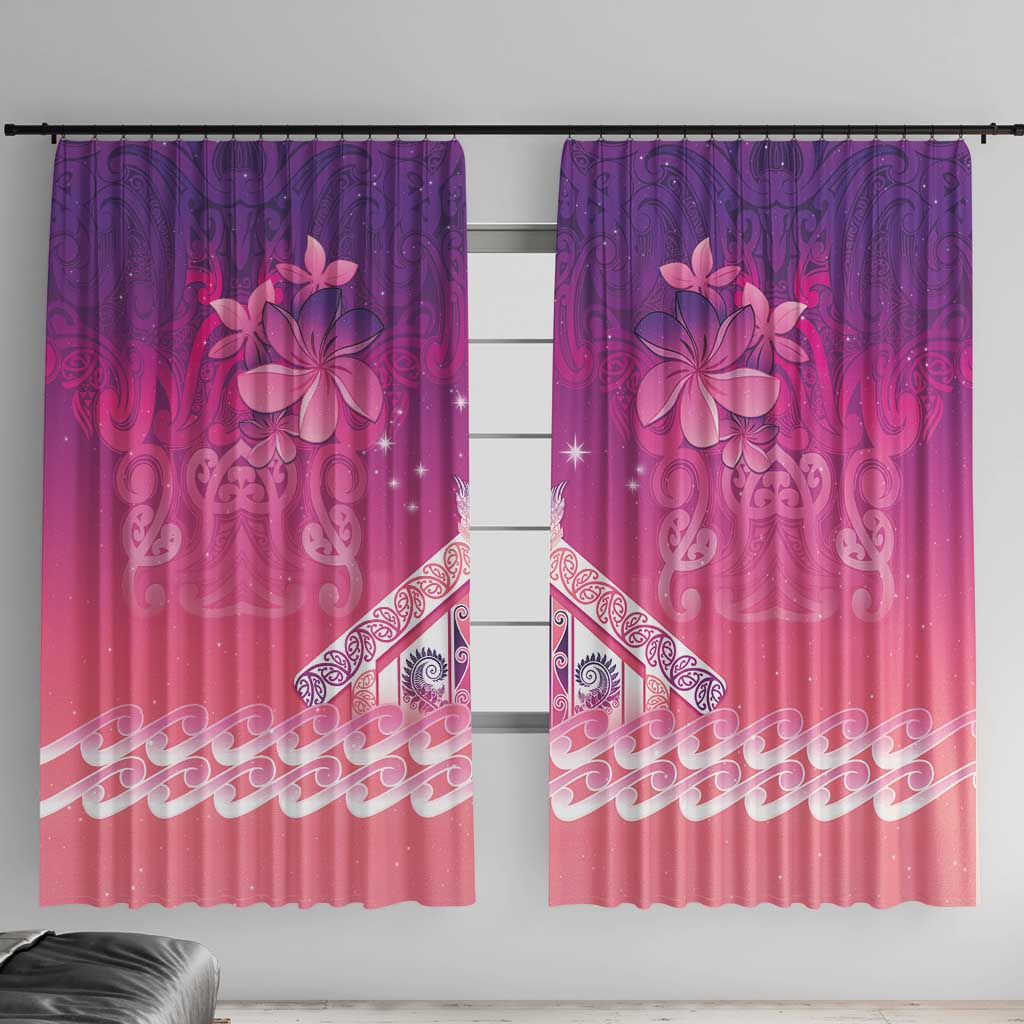 New Zealand Matariki Window Curtain Maori Marae Purple Galaxy