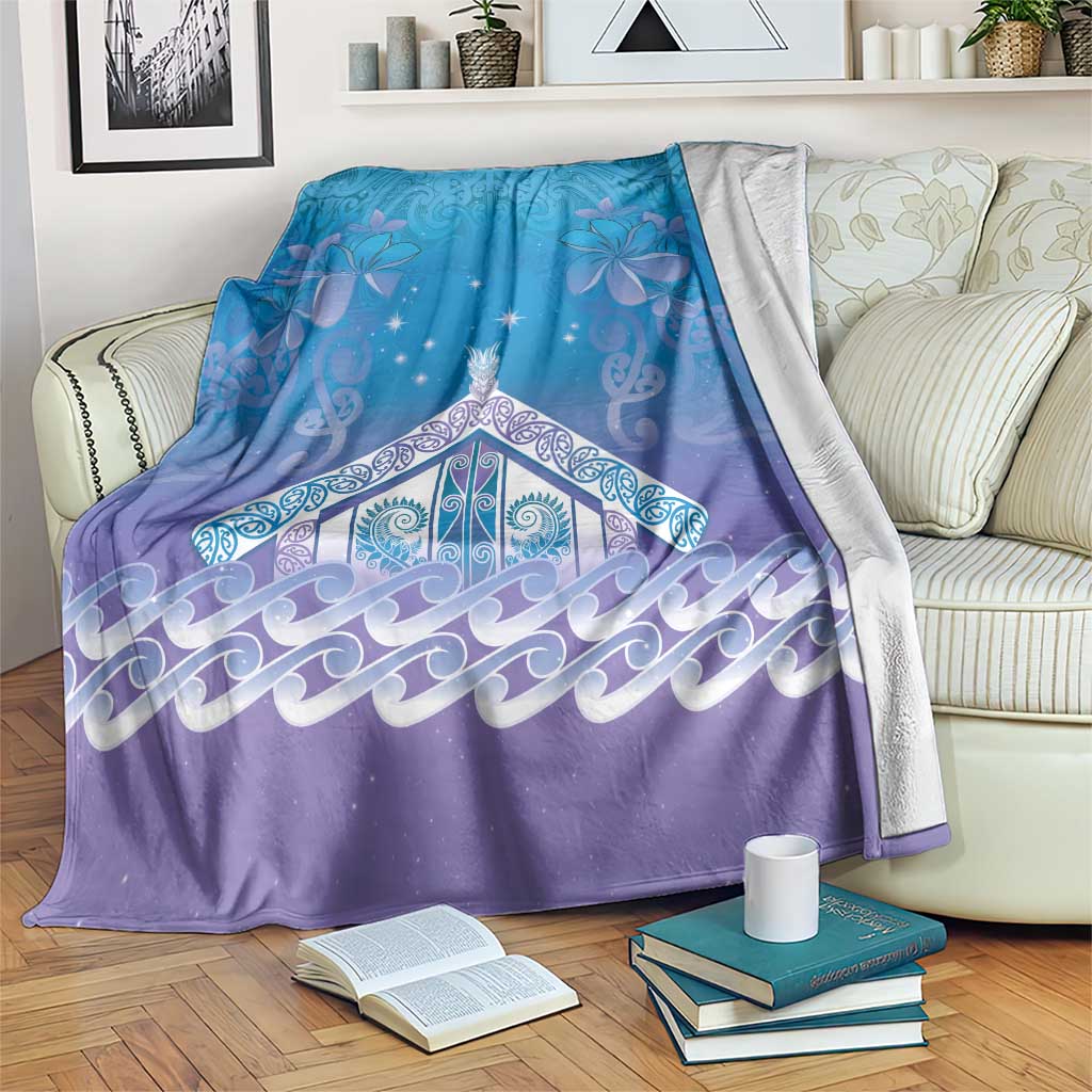 New Zealand Matariki Blanket Maori Marae Cyan Galaxy