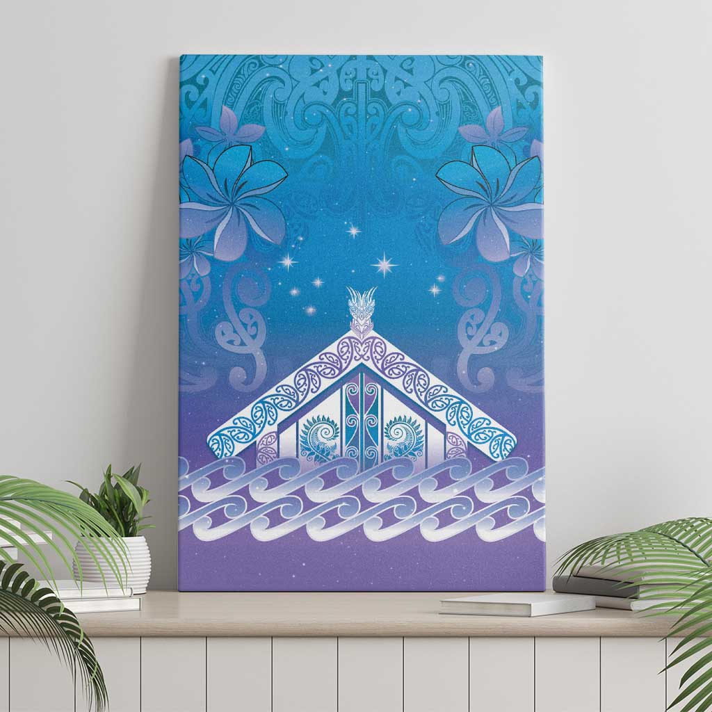 New Zealand Matariki Canvas Wall Art Maori Marae Cyan Galaxy