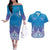 New Zealand Matariki Couples Matching Off The Shoulder Long Sleeve Dress and Hawaiian Shirt Maori Marae Cyan Galaxy
