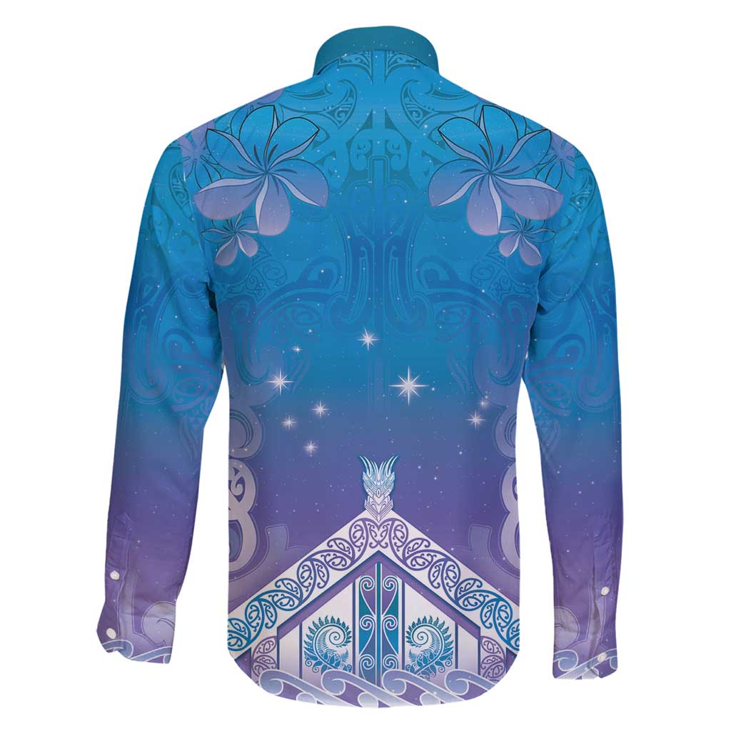 New Zealand Matariki Family Matching Long Sleeve Bodycon Dress and Hawaiian Shirt Maori Marae Cyan Galaxy