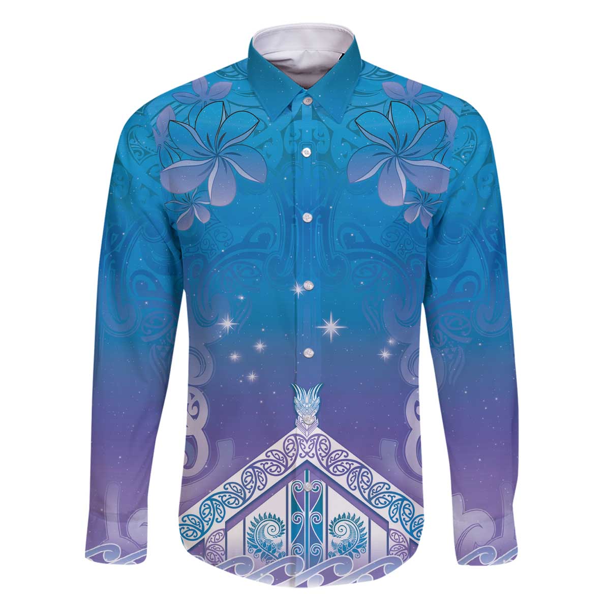 New Zealand Matariki Family Matching Off The Shoulder Long Sleeve Dress and Hawaiian Shirt Maori Marae Cyan Galaxy