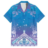 New Zealand Matariki Family Matching Puletasi and Hawaiian Shirt Maori Marae Cyan Galaxy