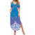 New Zealand Matariki Family Matching Summer Maxi Dress and Hawaiian Shirt Maori Marae Cyan Galaxy