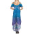 New Zealand Matariki Family Matching Summer Maxi Dress and Hawaiian Shirt Maori Marae Cyan Galaxy