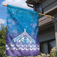 New Zealand Matariki Garden Flag Maori Marae Cyan Galaxy