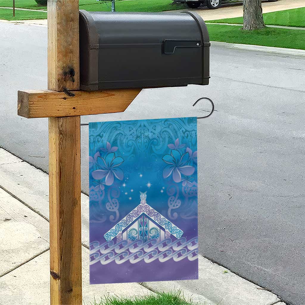 New Zealand Matariki Garden Flag Maori Marae Cyan Galaxy