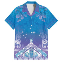 New Zealand Matariki Hawaiian Shirt Maori Marae Cyan Galaxy
