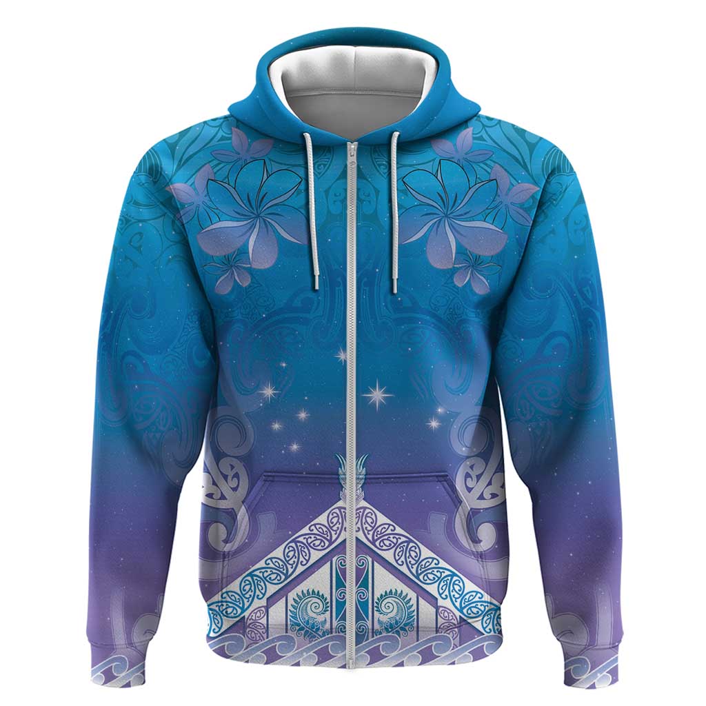 New Zealand Matariki Hoodie Maori Marae Cyan Galaxy