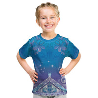 New Zealand Matariki Kid T Shirt Maori Marae Cyan Galaxy