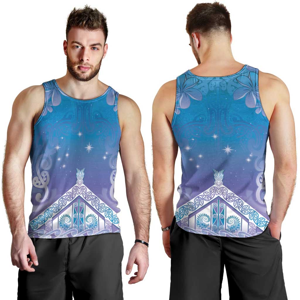 New Zealand Matariki Men Tank Top Maori Marae Cyan Galaxy