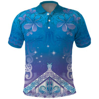 New Zealand Matariki Polo Shirt Maori Marae Cyan Galaxy