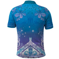 New Zealand Matariki Polo Shirt Maori Marae Cyan Galaxy