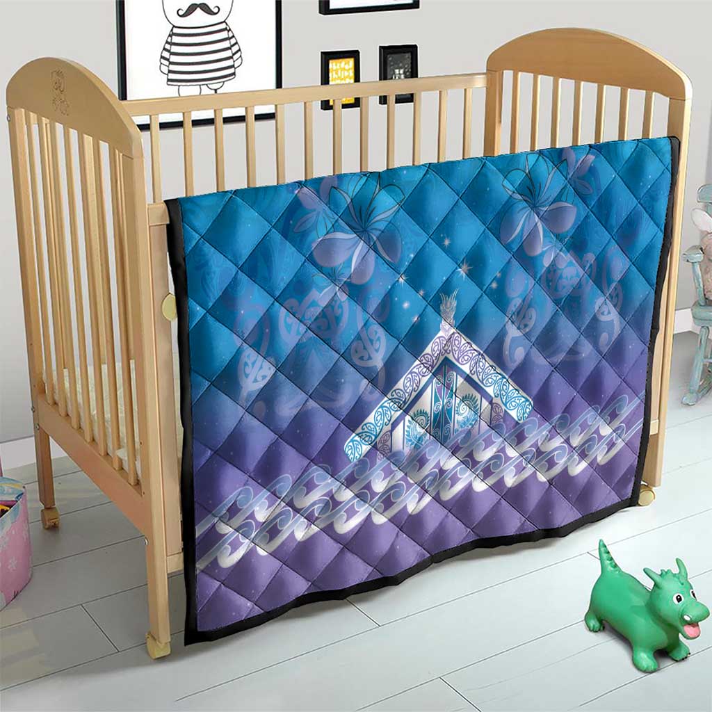 New Zealand Matariki Quilt Maori Marae Cyan Galaxy