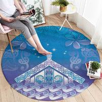 New Zealand Matariki Round Carpet Maori Marae Cyan Galaxy