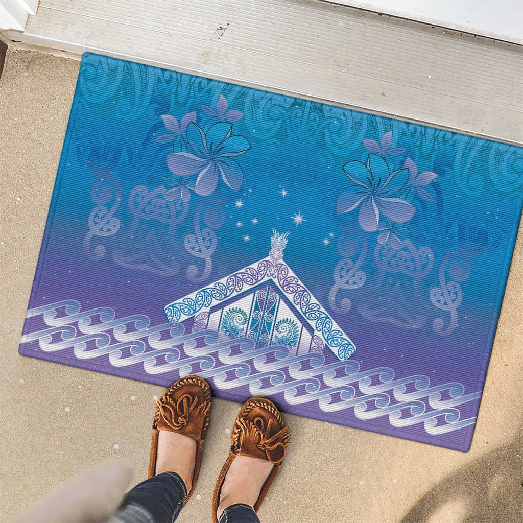 New Zealand Matariki Rubber Doormat Maori Marae Cyan Galaxy