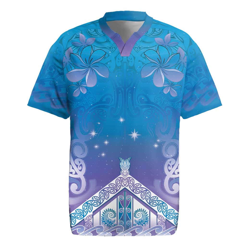 New Zealand Matariki Rugby Jersey Maori Marae Cyan Galaxy