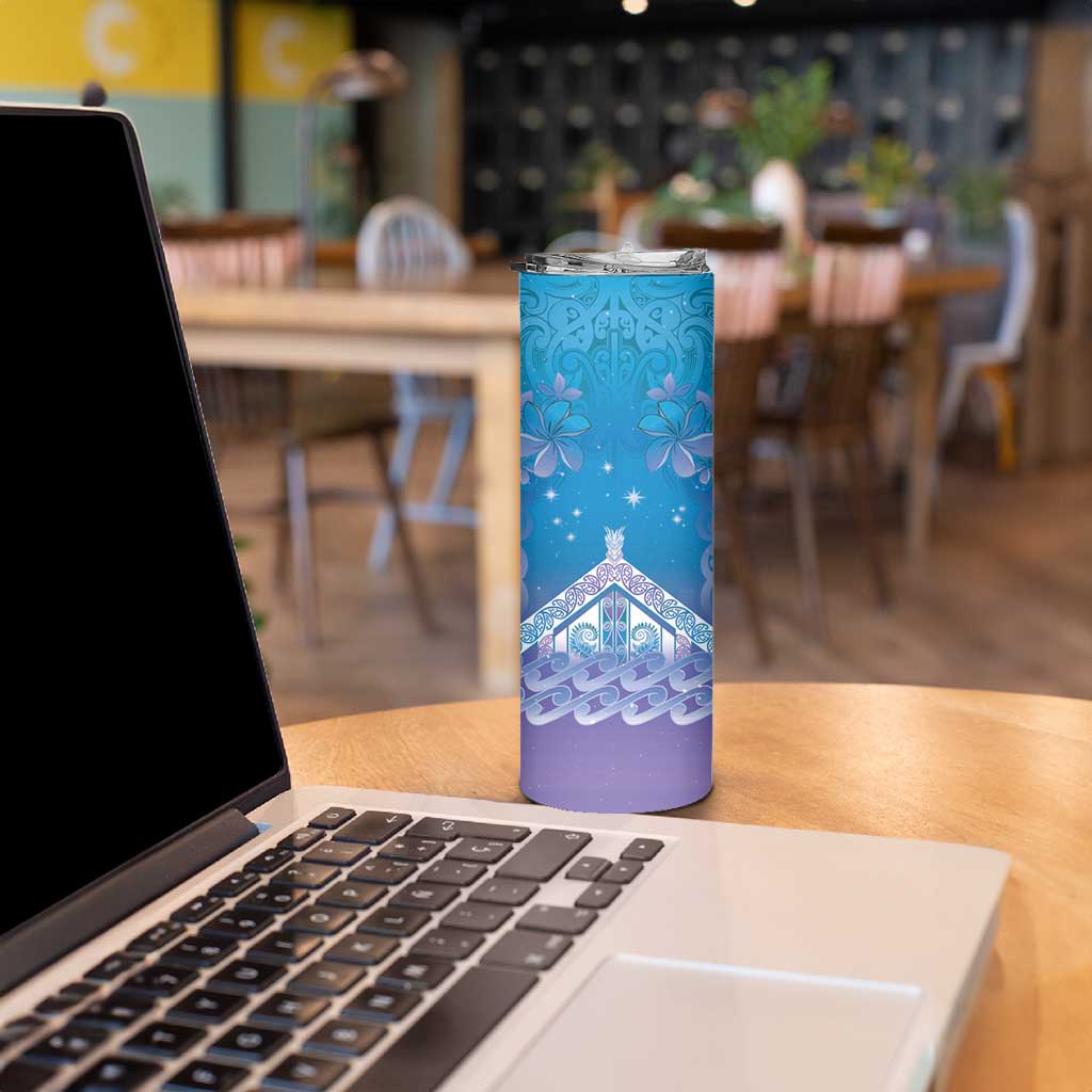 New Zealand Matariki Skinny Tumbler Maori Marae Cyan Galaxy