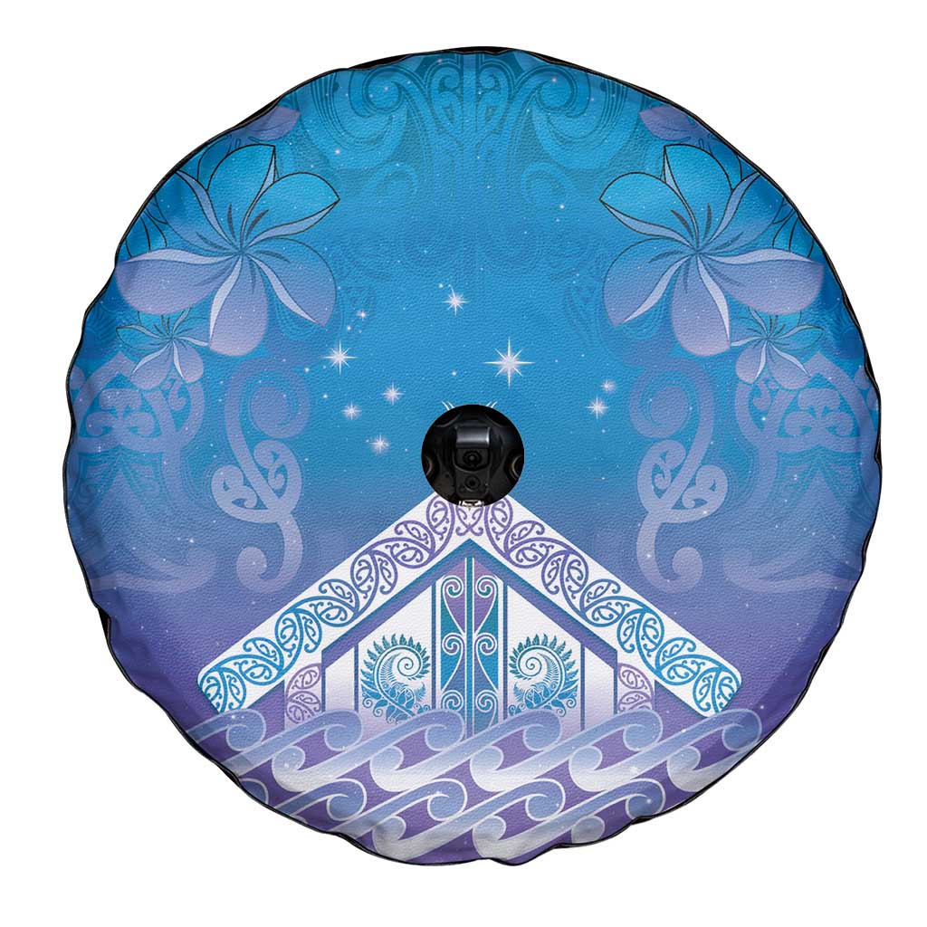 New Zealand Matariki Spare Tire Cover Maori Marae Cyan Galaxy