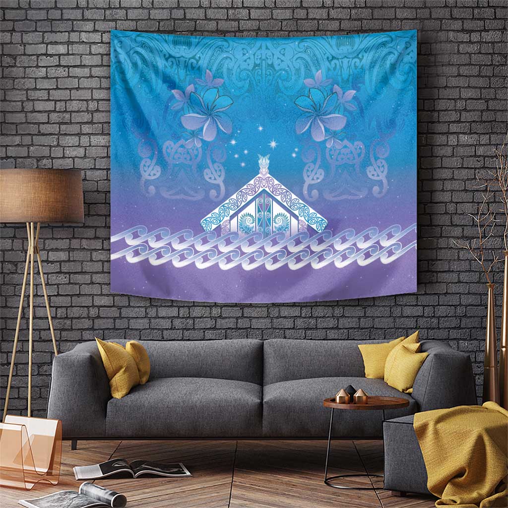 New Zealand Matariki Tapestry Maori Marae Cyan Galaxy