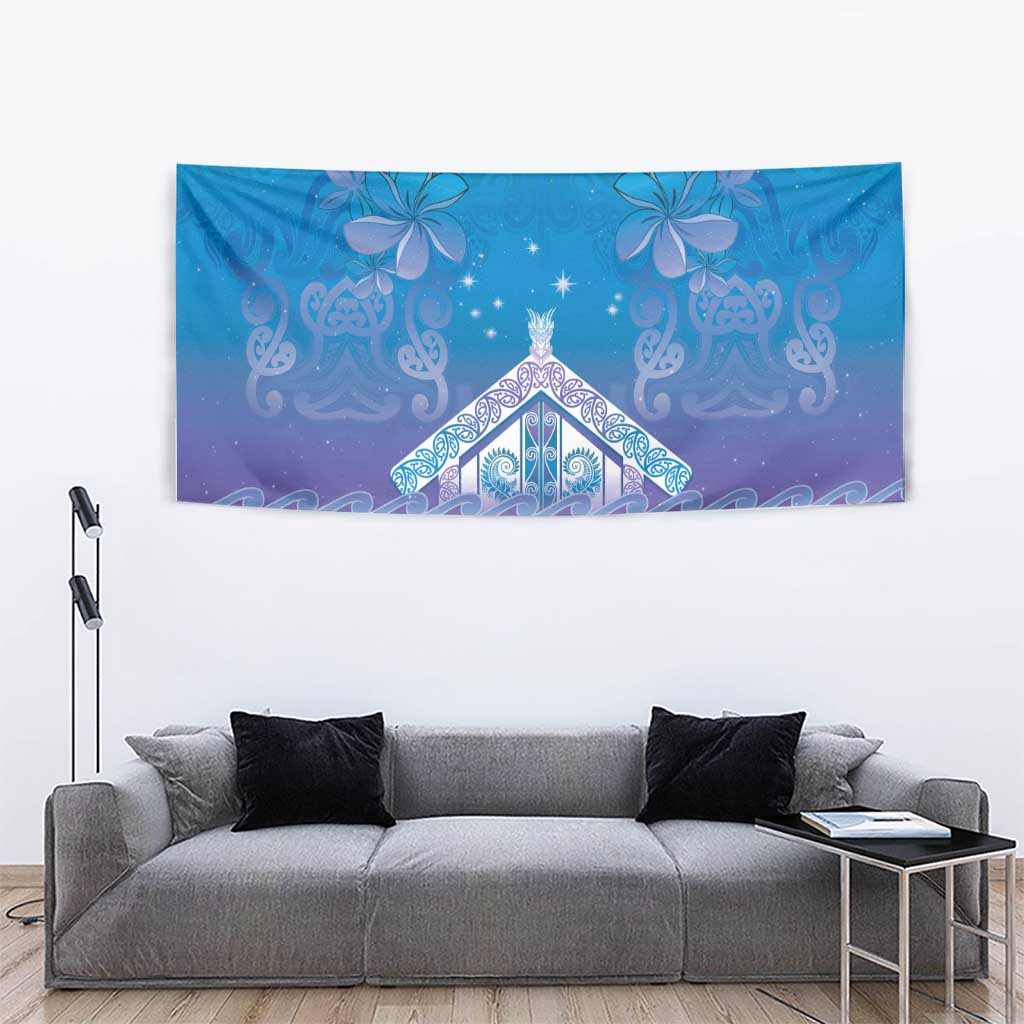 New Zealand Matariki Tapestry Maori Marae Cyan Galaxy