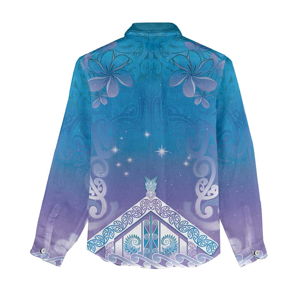 New Zealand Matariki Women Casual Shirt Maori Marae Cyan Galaxy