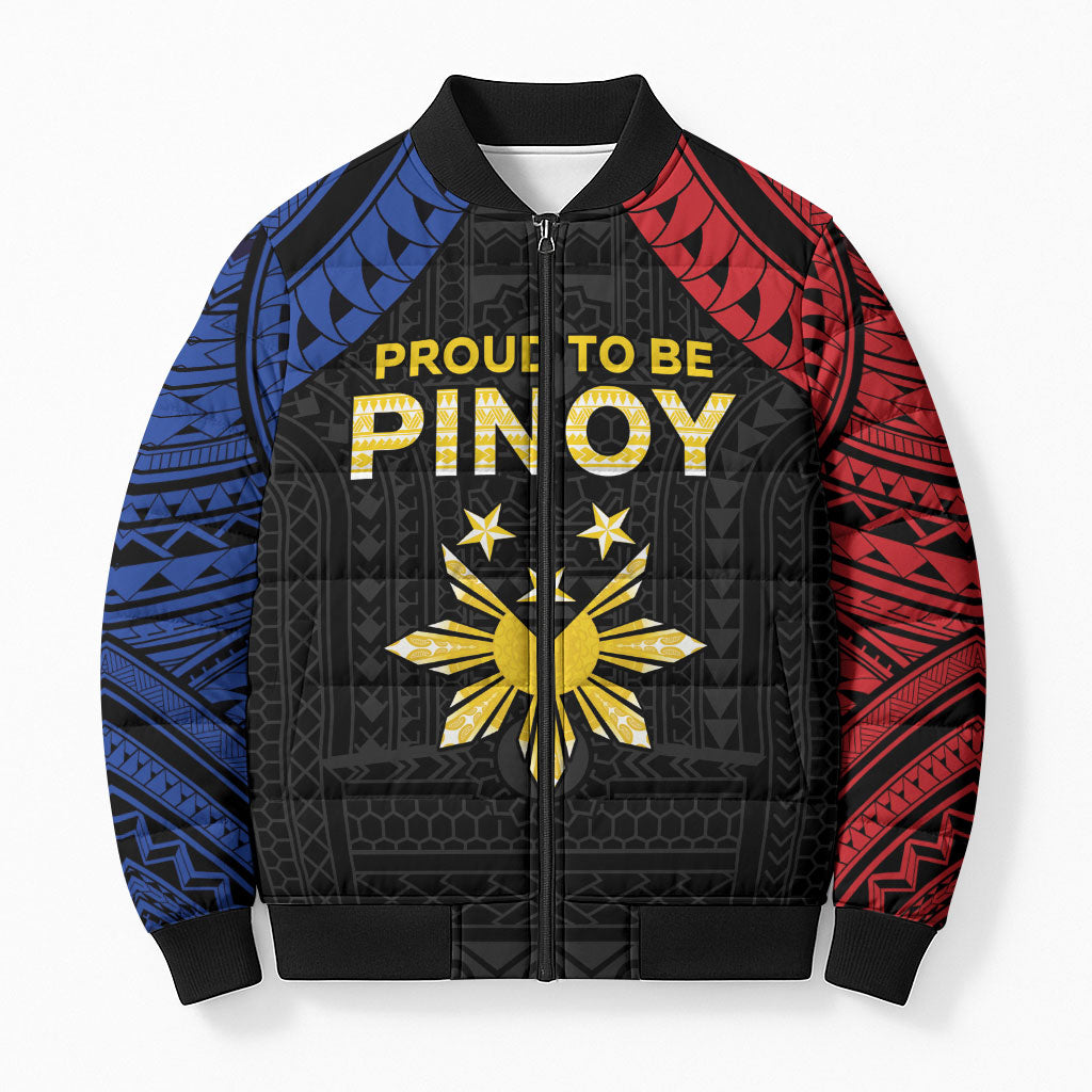 Philippines Independence Day Bomber Puffer Jacket Proud To Be Pinoy LT05 Unisex Black - Polynesian Pride