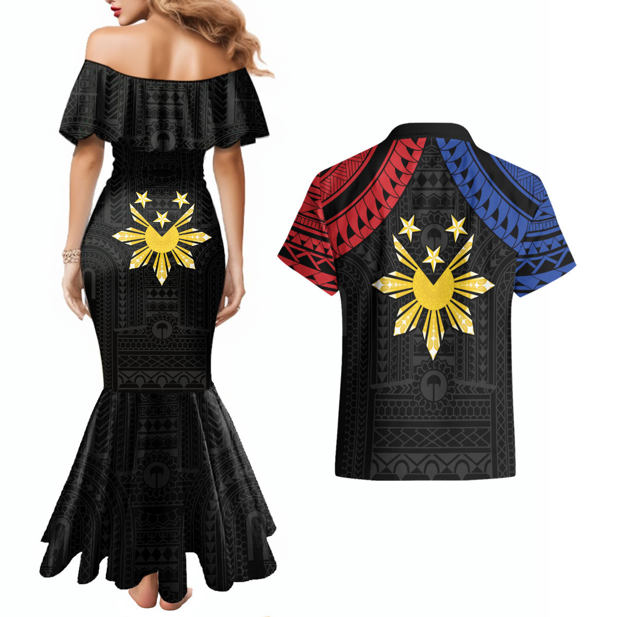Philippines Independence Day Couples Matching Mermaid Dress and Hawaiian Shirt Proud To Be Pinoy