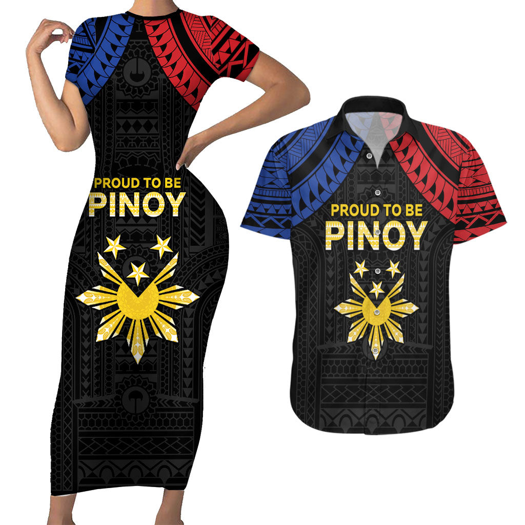 Philippines Independence Day Couples Matching Short Sleeve Bodycon Dress and Hawaiian Shirt Proud To Be Pinoy