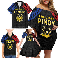 Philippines Independence Day Family Matching Off Shoulder Short Dress and Hawaiian Shirt Proud To Be Pinoy