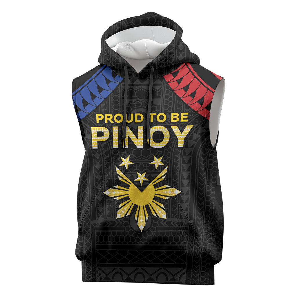 Philippines Independence Day Sleeveless Hoodie Proud To Be Pinoy LT05 Black - Polynesian Pride