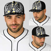 Plumeria With Black Polynesian Tattoo Pattern Baseball Net Cap - Polynesian Pride