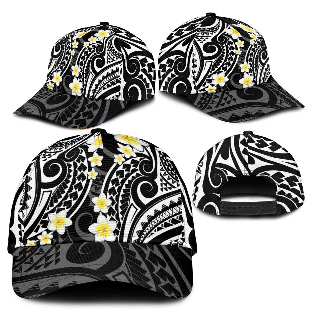 Plumeria With Black Polynesian Tattoo Pattern Classic Cap - Polynesian Pride