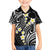 Plumeria With Black Polynesian Tattoo Pattern Family Matching Off The Shoulder Long Sleeve Dress and Hawaiian Shirt